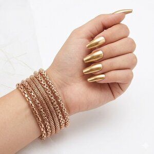 Elegant Gold Beaded Bracelets Set